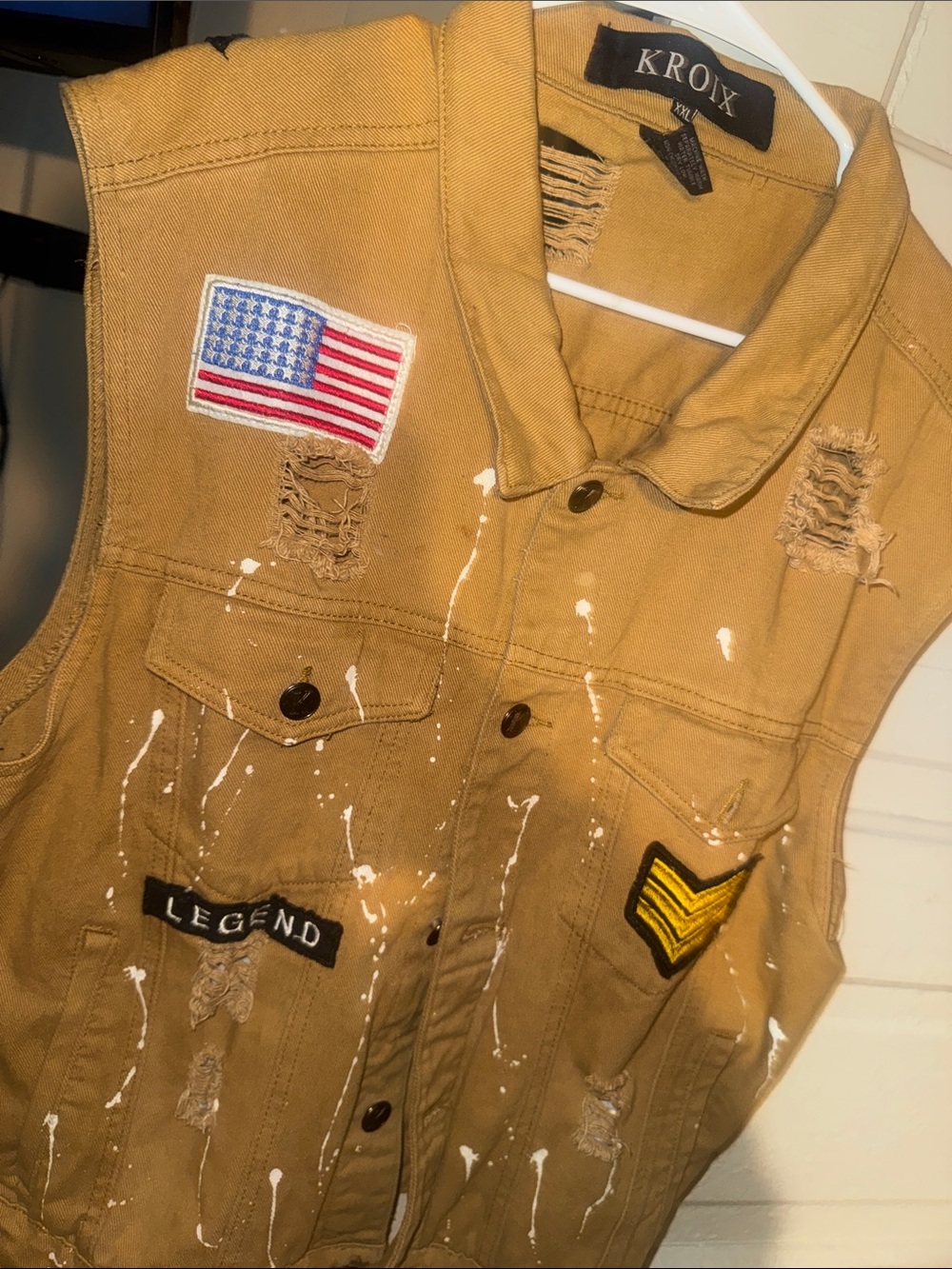 Kroix Kids Tan Distressed Patch Vest